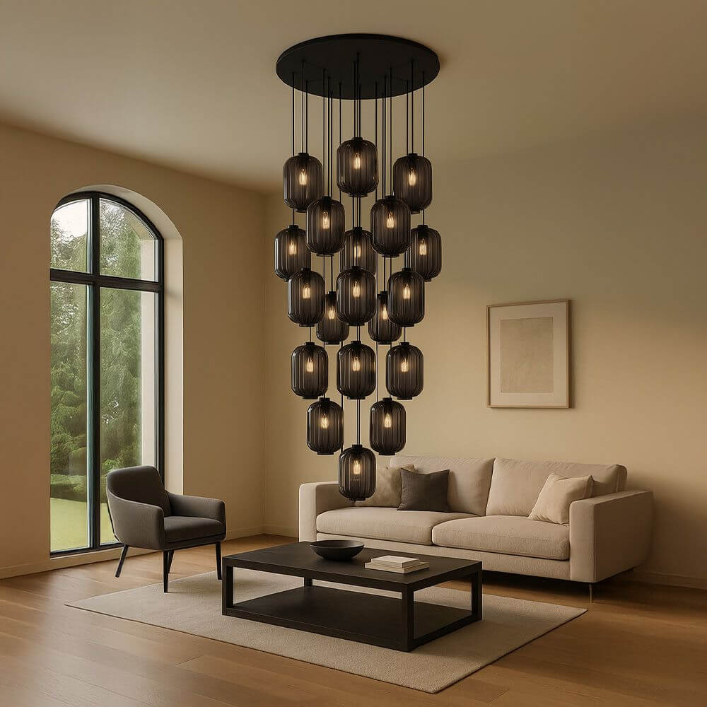 s.luce Velo 20-flammige Galerieleuchte Ø 120cm Ø 25cm in modernem Wohnambiente mit elegantem Design.