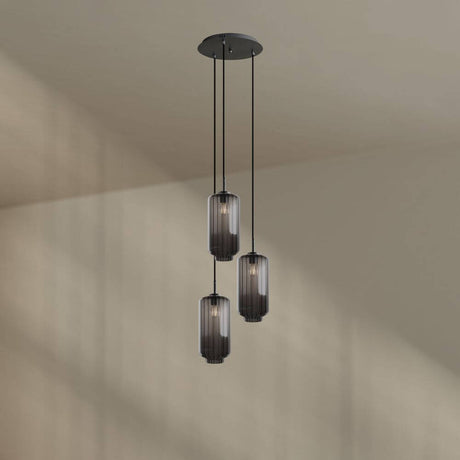 s.luce Velo Galerielampe 3-flammig Ø 40cm Baldachin Ø 18cm - Design mit drei mundgeblasenen Glaspendelleuchten.