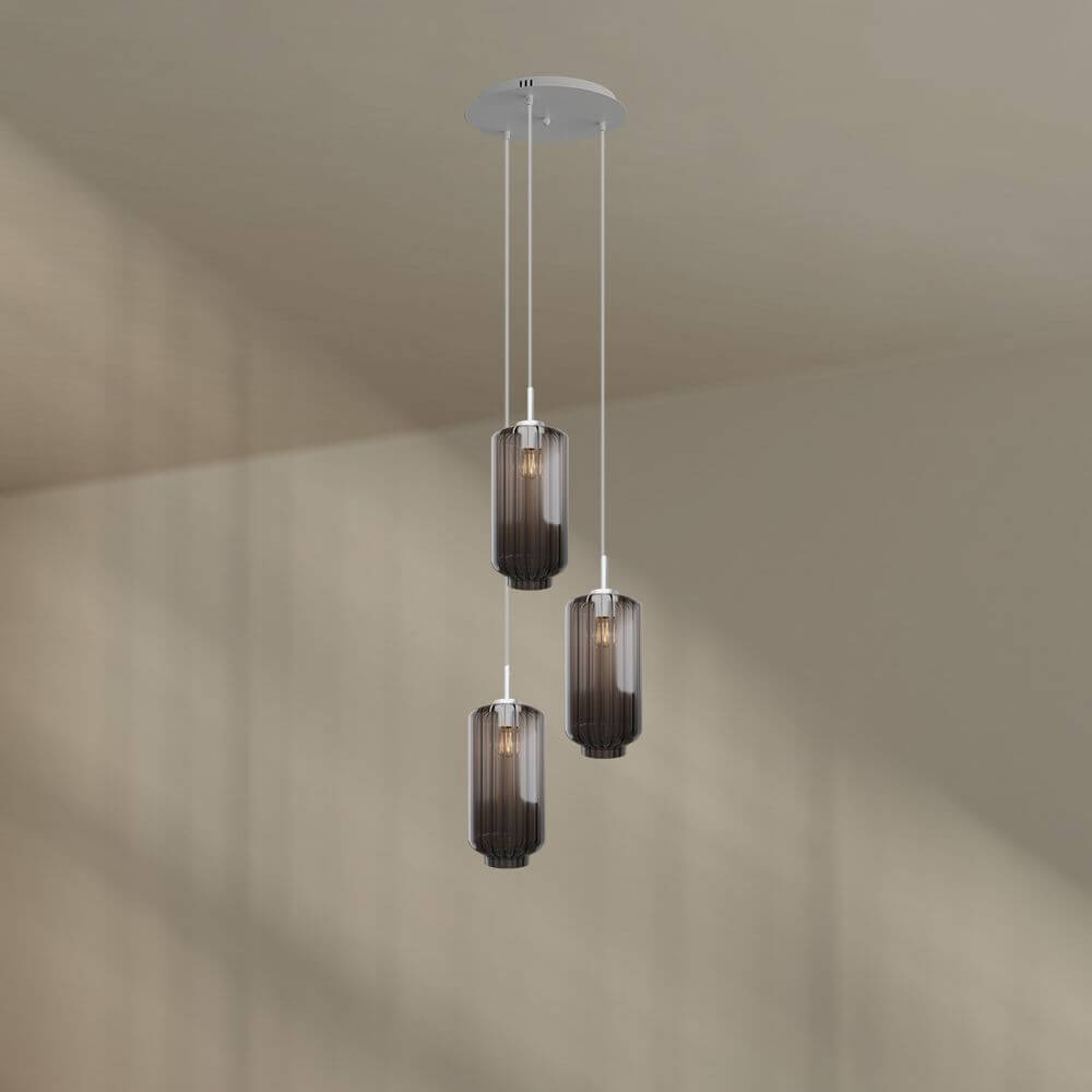 s.luce Velo Galerielampe 3-flammig Ø 40cm Baldachin Ø 18cm mit eleganten Pendelleuchten und modernem Design.