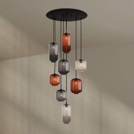 s.luce Lampe de galerie Velo 8 flammes Ø 80cm Baldaquin Ø 18/20/25cm