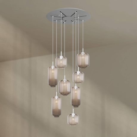 s.luce Lampe de galerie Velo 8 flammes Ø 80cm Baldaquin Ø 18/20/25cm