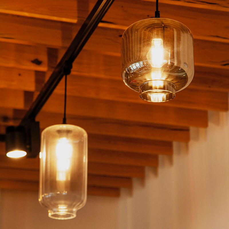 s.luce Velo Glas-Pendelleuchte Aufhängung 150cm Schwarz mit stilvollen Glasfassungen