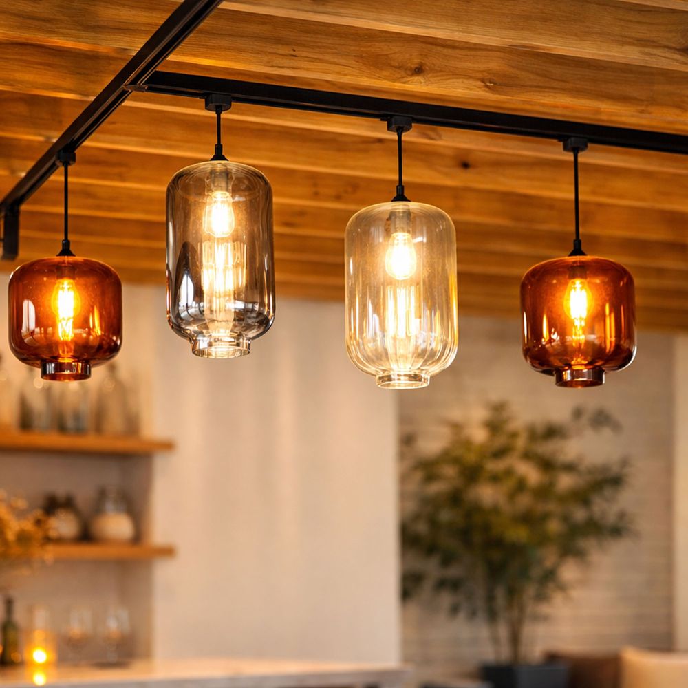 s.luce Velo Glas-Pendelleuchte Aufhängung 150cm Schwarz mit eleganten Glasfarben