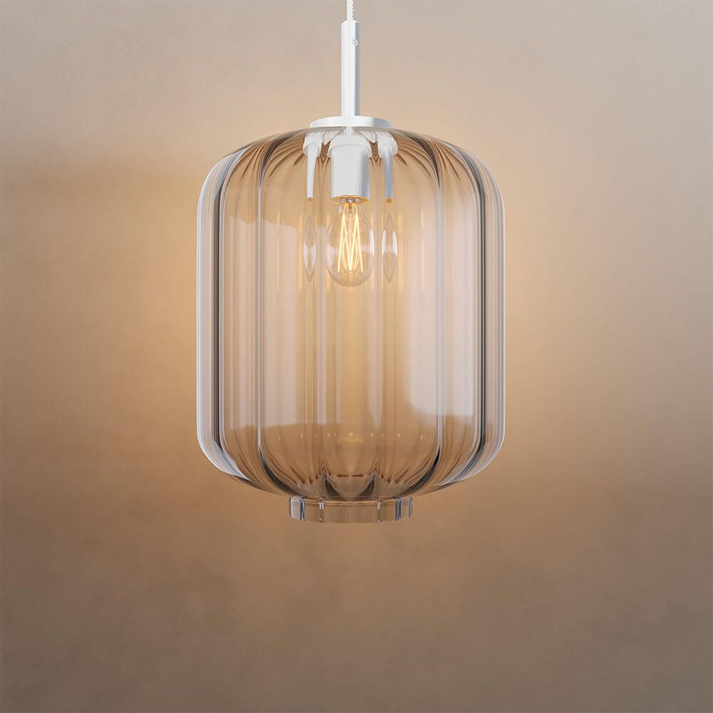 s.luce Velo Glas-Pendelleuchte Aufhängung 150cm Weiß in Rauchglas für stilvolle Beleuchtung