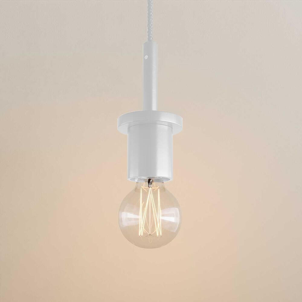 s.luce Velo Glas-Pendelleuchte Aufhängung 150cm Weiß mit transparenter Glühbirne.
