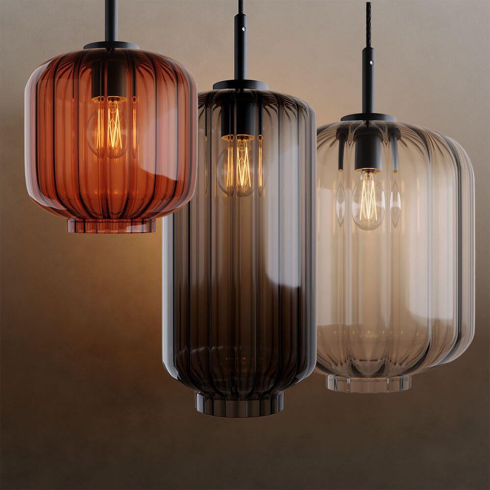 s.luce Velo Glas-Pendelleuchte Aufhängung 150cm Weiß in den Farben Cognac, Rauch und Klar.