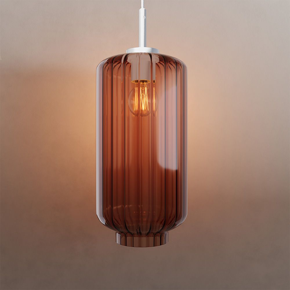 s.luce Velo Glas-Pendelleuchte Aufhängung 150cm Weiß in Rauchglas-Design, elegante Beleuchtung für jeden Raum.