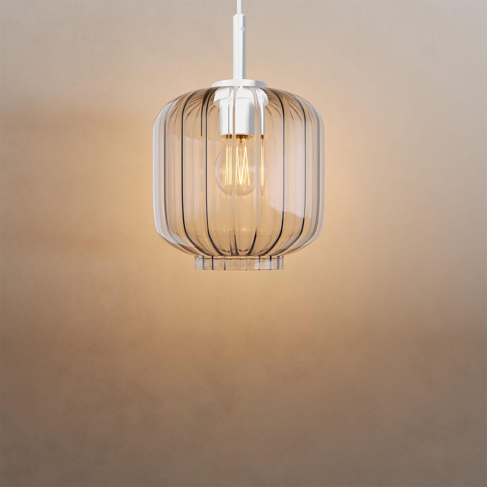 s.luce Velo Glas-Pendelleuchte Aufhängung 150cm Weiß - stilvolle Glasleuchte mit elegantem Design und warmem Licht