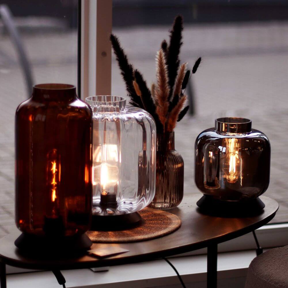 s.luce Velo bordslampa i glas med strömbrytare