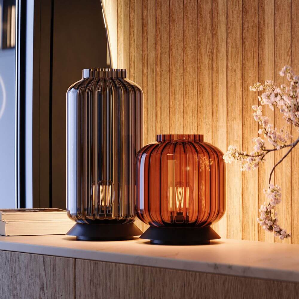 s.luce Velo bordslampa i glas med strömbrytare