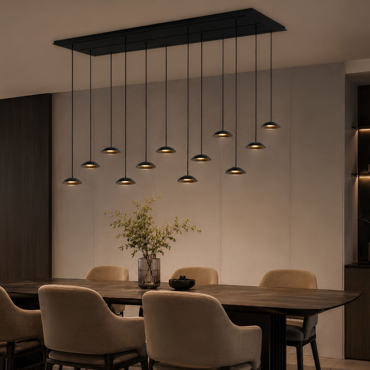 s.luce Santa Air LED lampada per sala da pranzo a 12 luci 200cm a 3 file