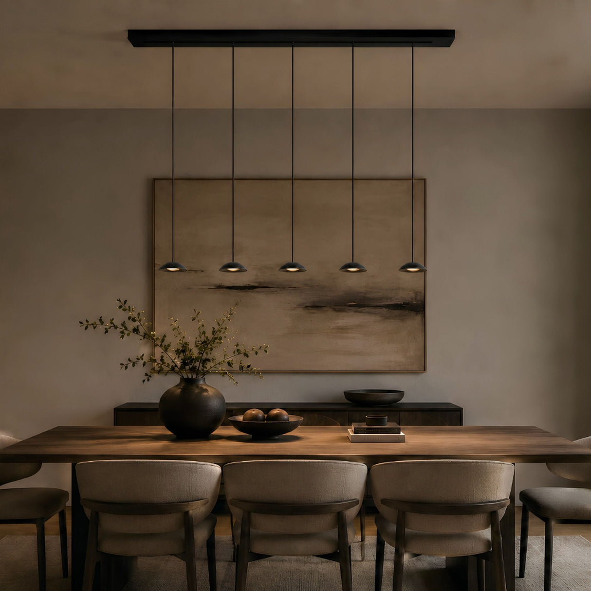 s.luce Santa Air LED tavolo da pranzo a sospensione 5 luci 160cm