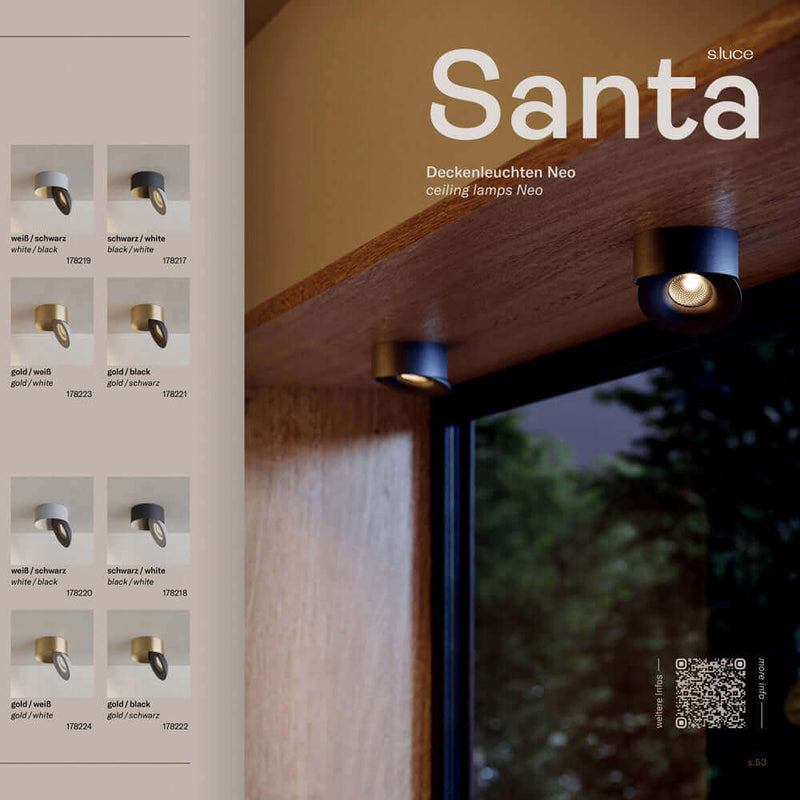 Santa Deckenleuchten Neo von luce, stilvolle Deckenlampen in verschiedenen Farben.
