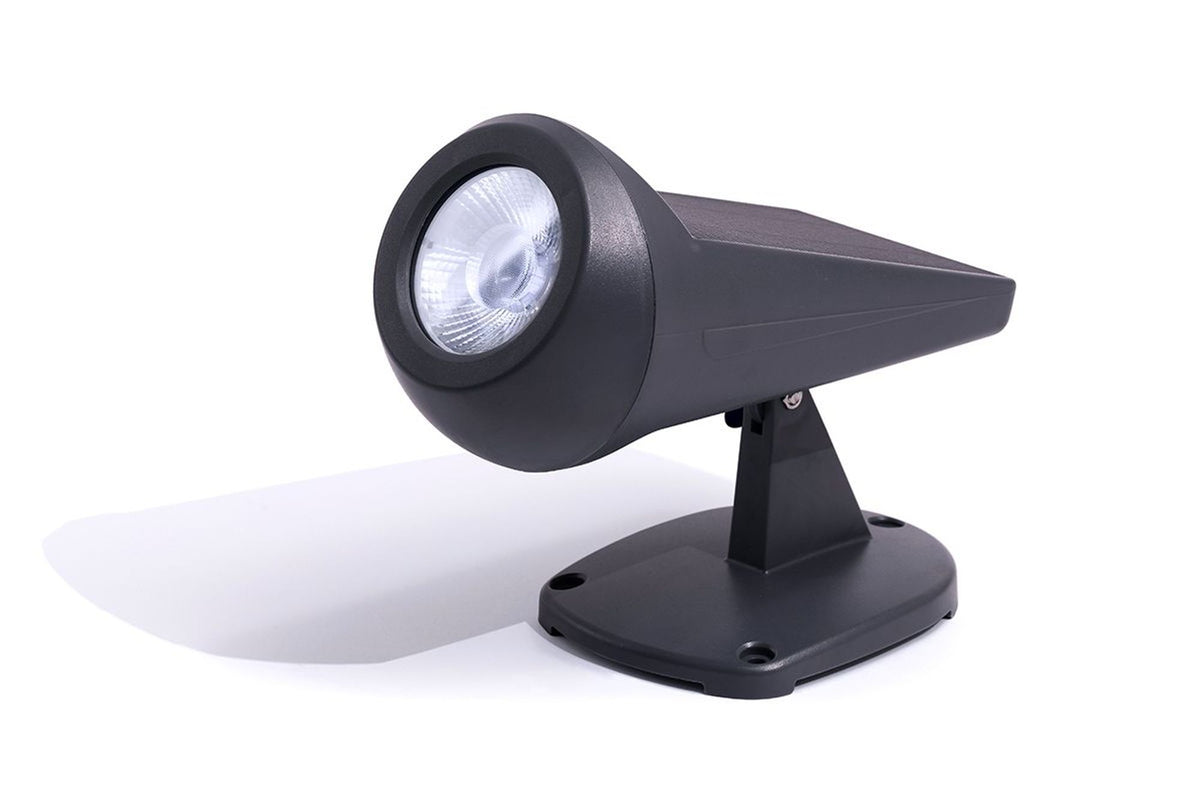 Les Jardins Solarstrahler Oje in Grau, konisches Design mit LED-Licht und Standfuß, Frontalansicht