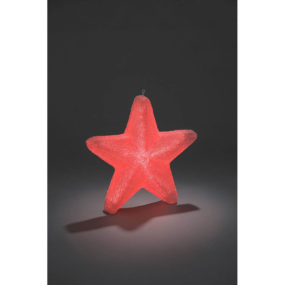 LED Acryl Stern mit 6 Farbwechselfunktionen 75 RGB Dioden 12V IP44 in rot leuchtend, perfekte Gartendeko für den Winter.
