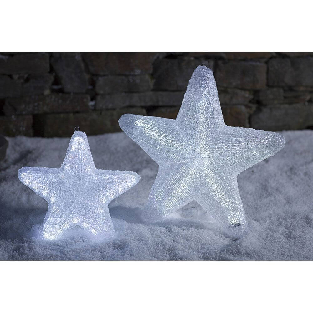 LED Acryl Stern mit 6 Farbwechselfunktionen 75 RGB Dioden 12V IP44 leuchtet im Schnee.