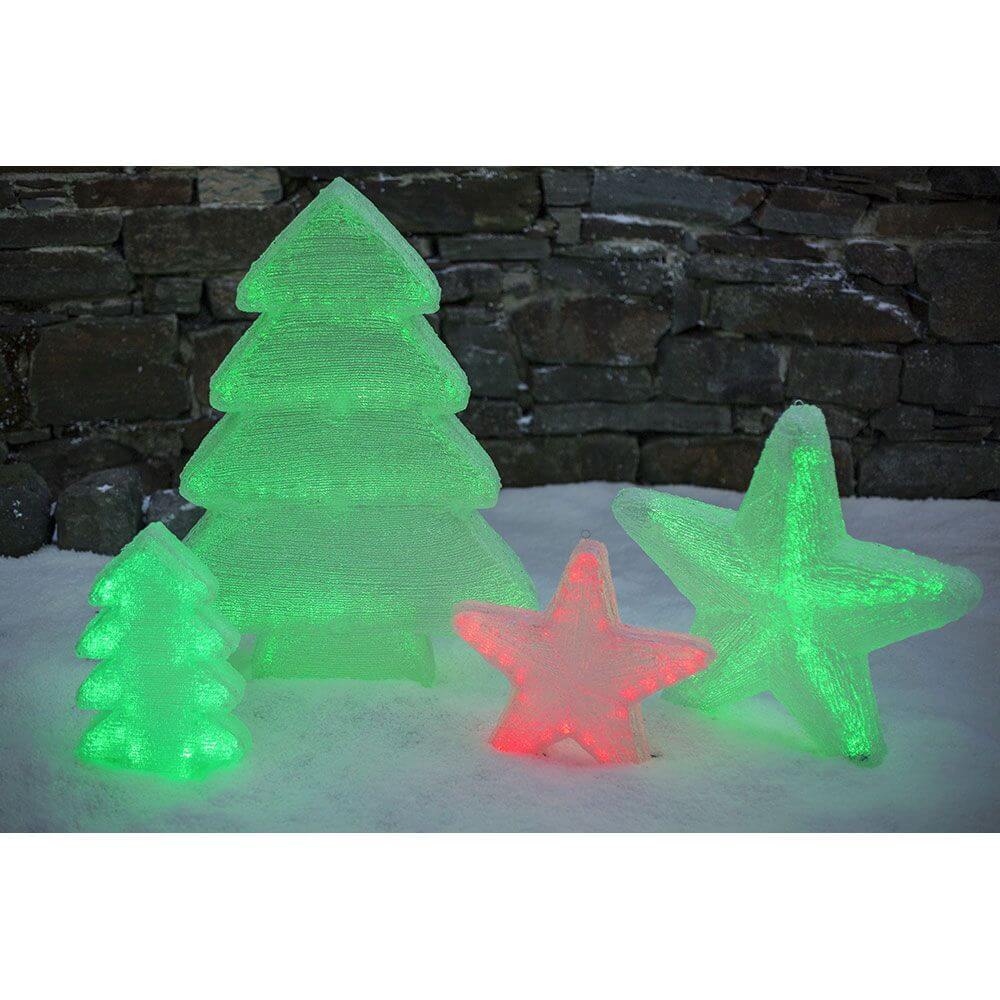 LED Acryl Tannenbaum mit 6 Farbwechselfunktionen 42 RGB Dioden 12V IP44 beleuchtet im Wintergarten.