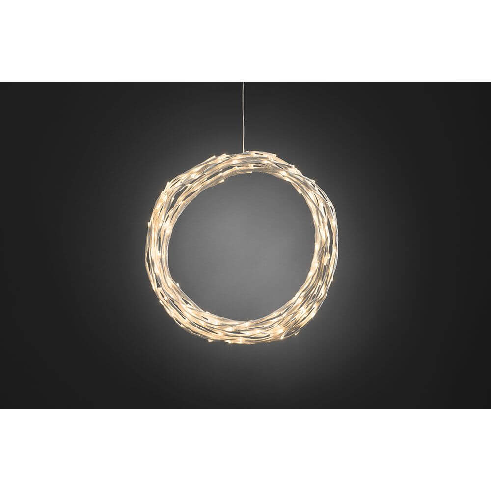 LED Dekoration variabel als Lichterkranz Lichtergirlande weiß 240 Warmweiße Dioden IP44 in stilvollem Ringdesign.