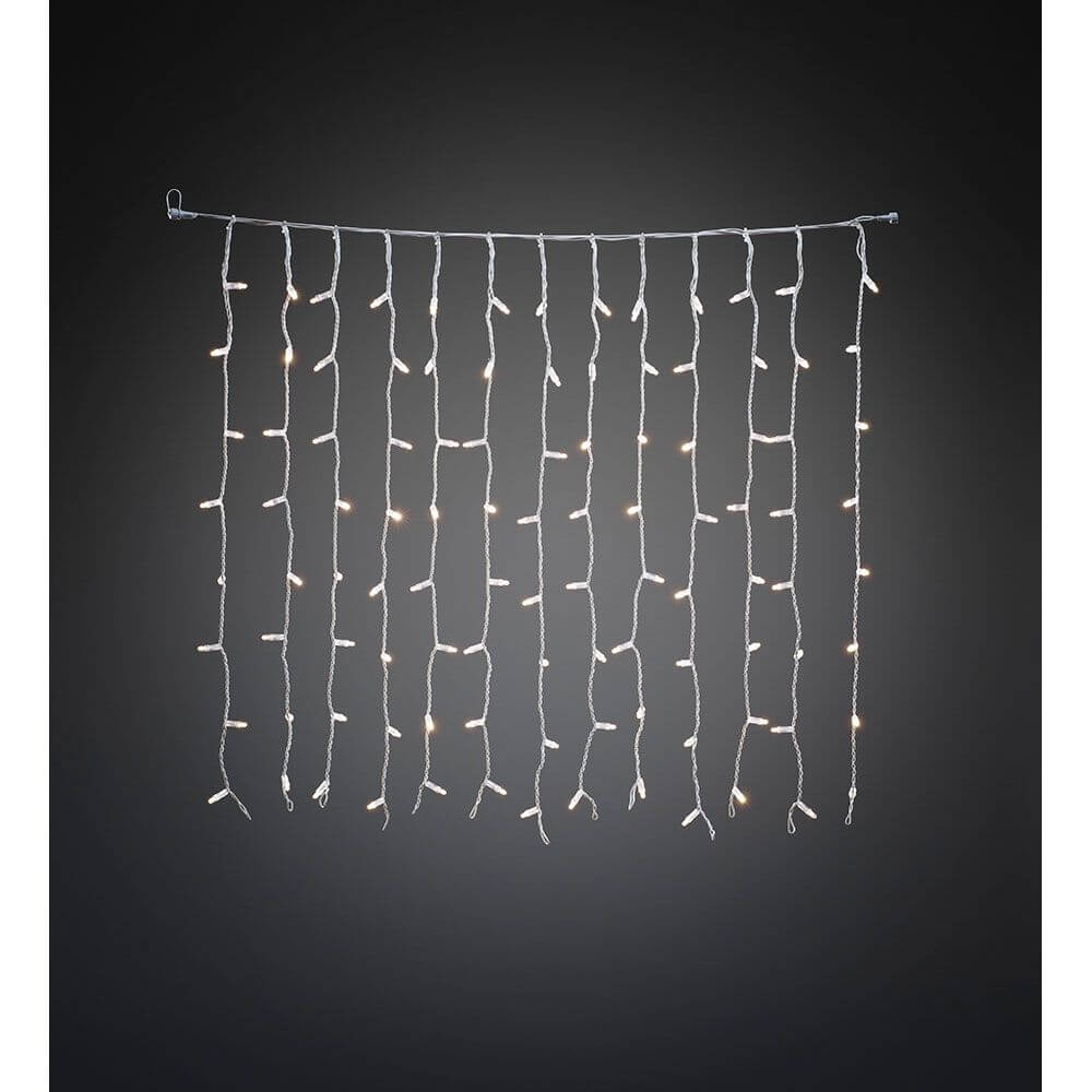 Maxi LED kompakt System Basis-Set: Lichtervorhang 104 Warmweiße Dioden IP44 mit dekorativen Lichtern