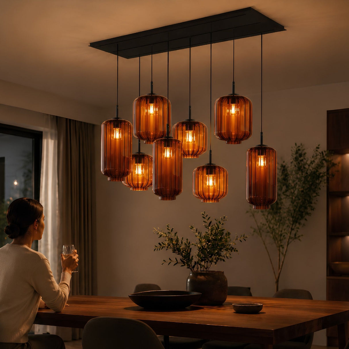 s.luce Candeeiro de mesa de jantar Velo 8 luzes 200cm 3 filas Ø 18/20/25cm