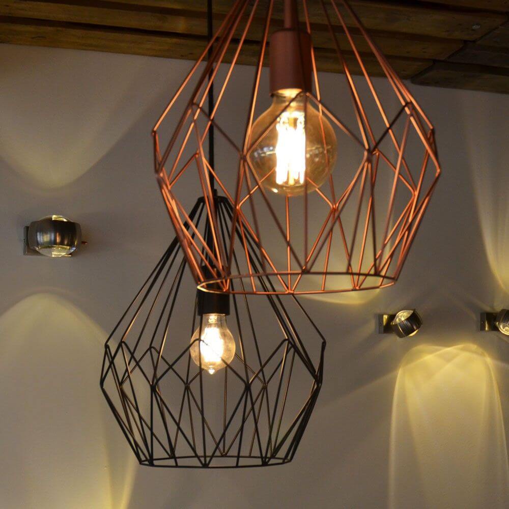 Vintage Hängeleuchte ø 31cm in Schwarz und kupfer, moderne Lampe im Industrial-Design, stilvolle Beleuchtung.