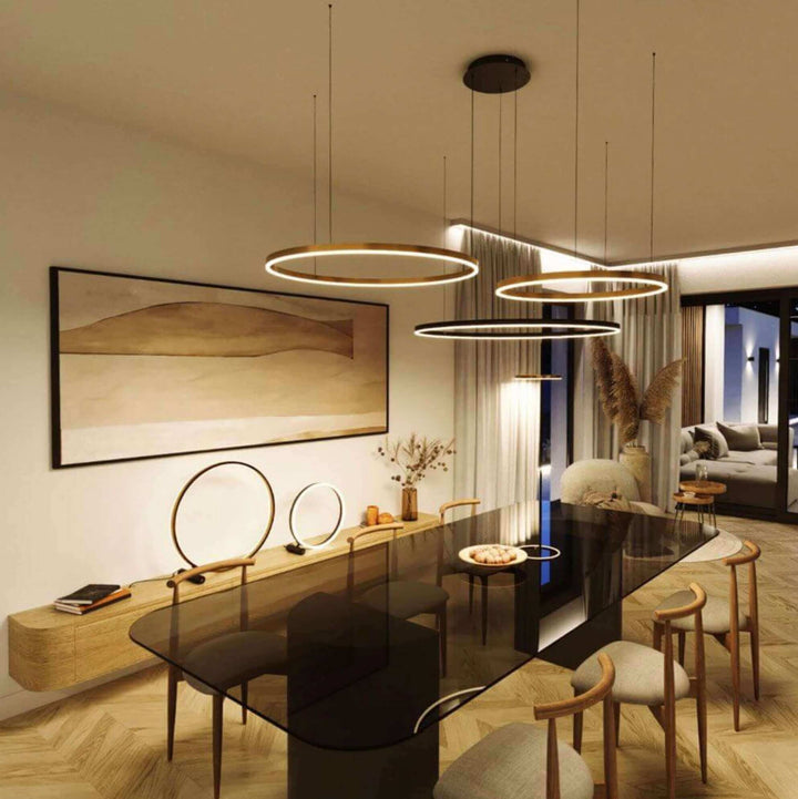 Dimmen - Welche Möglichkeiten gibt es? Elegantes Esszimmer mit moderner Beleuchtung und stilvollem Design.