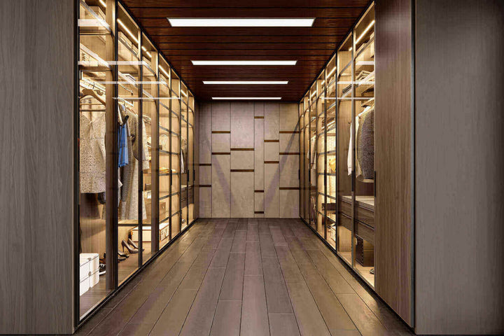Die richtige Beleuchtung im Ankleidezimmer mit modernem Design.