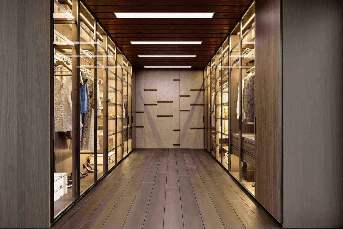 Die richtige Beleuchtung im Ankleidezimmer mit modernem Design.