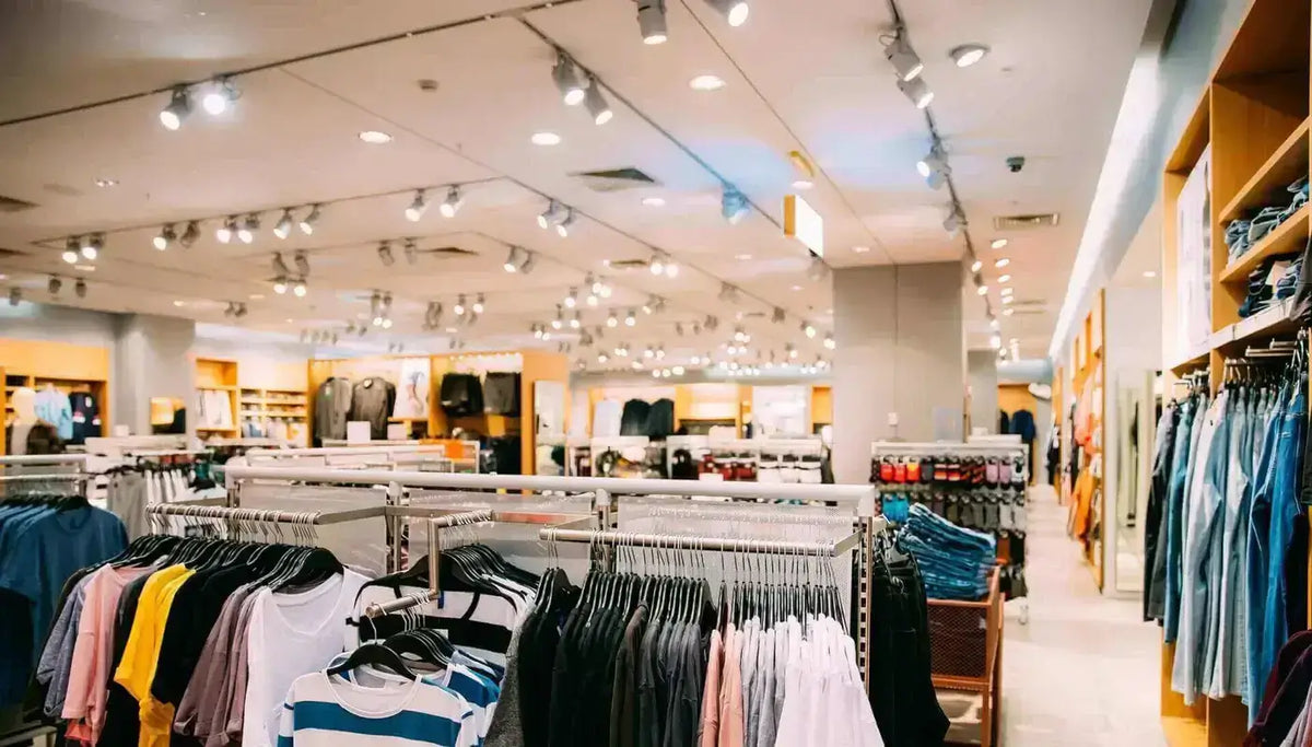Beleuchtung für Mode-Boutiquen & Mode-Geschäfte in einem modernen Bekleidungsgeschäft.