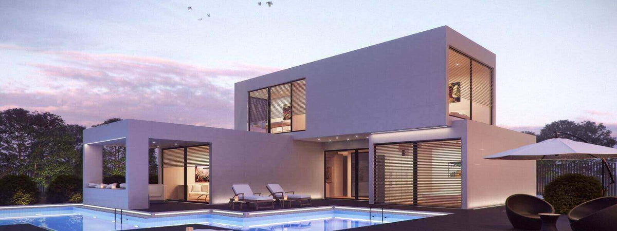 Die richtige Beleuchtung für jeden Raum in Deinem Zuhause - modernes Haus mit Pool und stilvoller Architektur