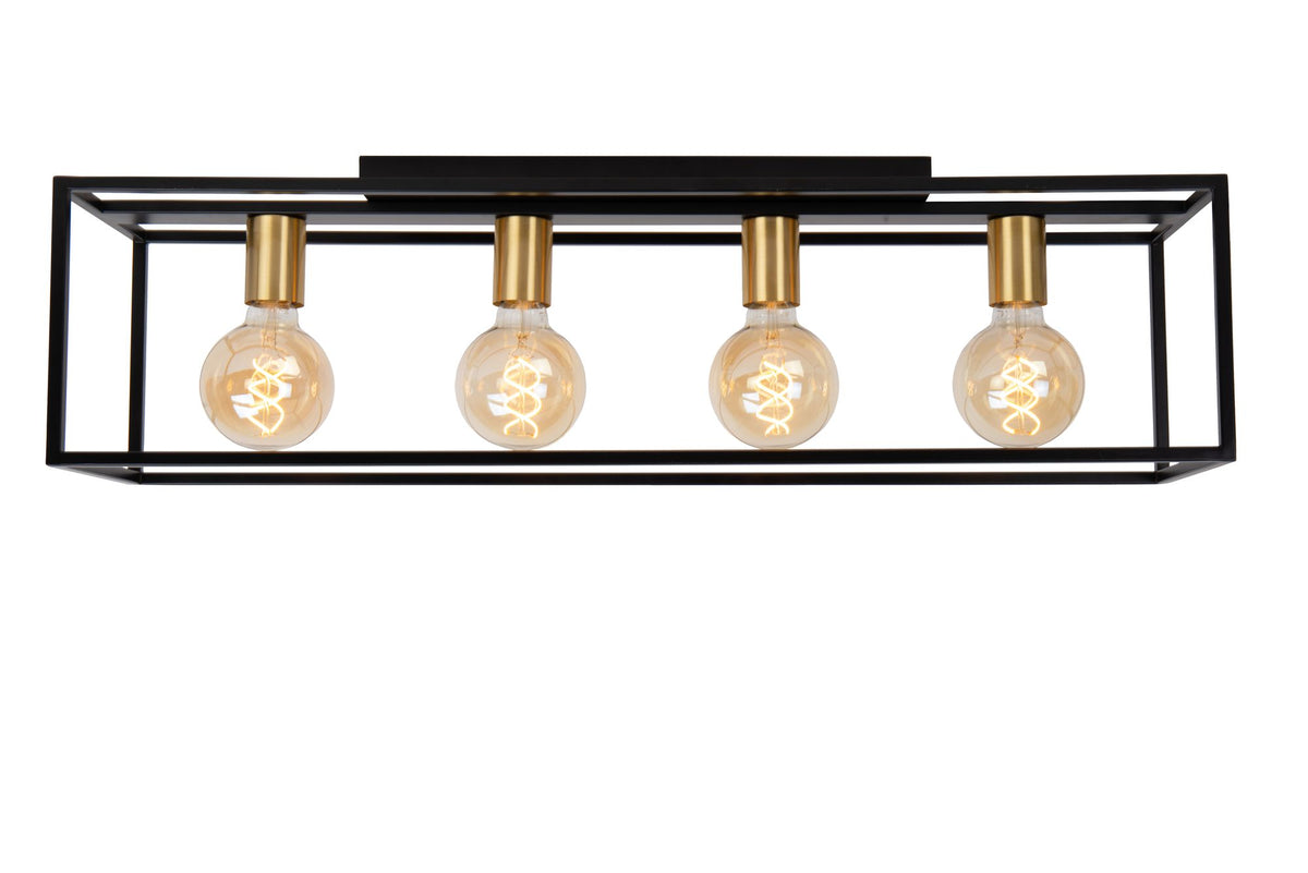Plafoniera Ruben a 4 luci Retro Nero, Ottone 80cm (3)
