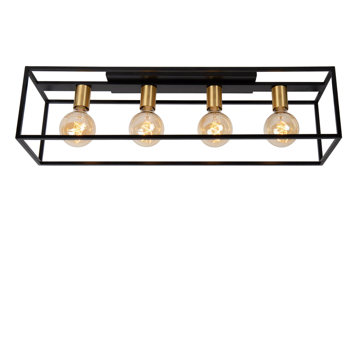 Plafoniera Ruben a 4 luci Retro Nero, Ottone 80cm (4)