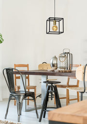Lampada a sospensione Ruben a forma di cubo Vintage Nero, Ottone (1)
