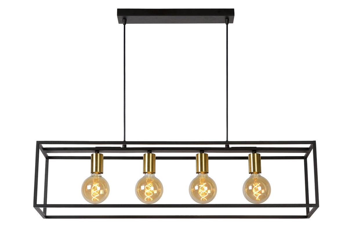 Pendelleuchte Ruben 4-flammig E27 Schwarz, Messing 92cm (3)