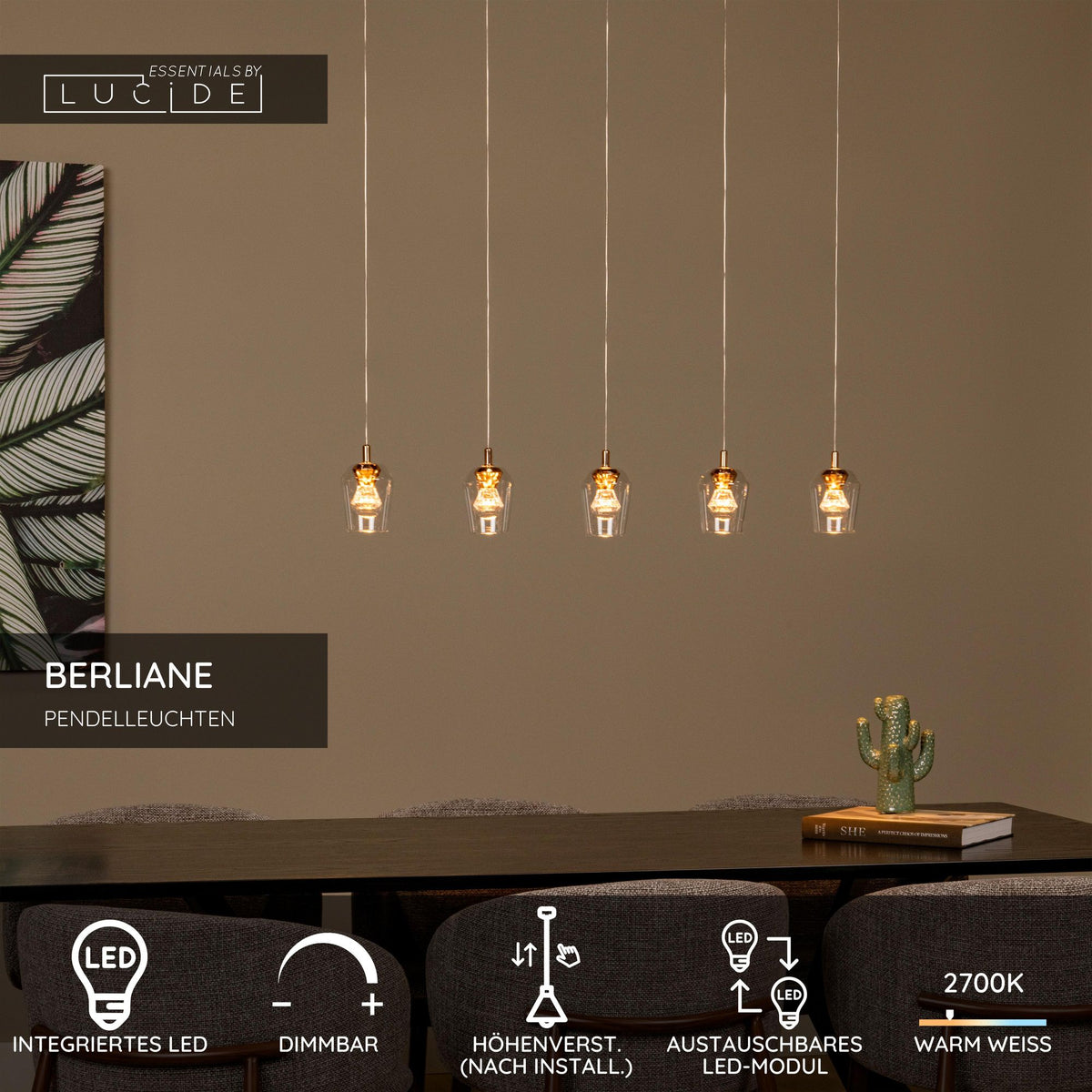 LED-Pendelleuchte Berliane 5-flammig dimmbar 93cm (5)