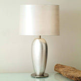 Table lamp Sigma Oval Grande Ceramic metal, leaf silver silver