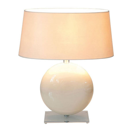 Bordlampe Billiardo keramikk-plexiglass krem-klar med rund form og lyst skjerm.