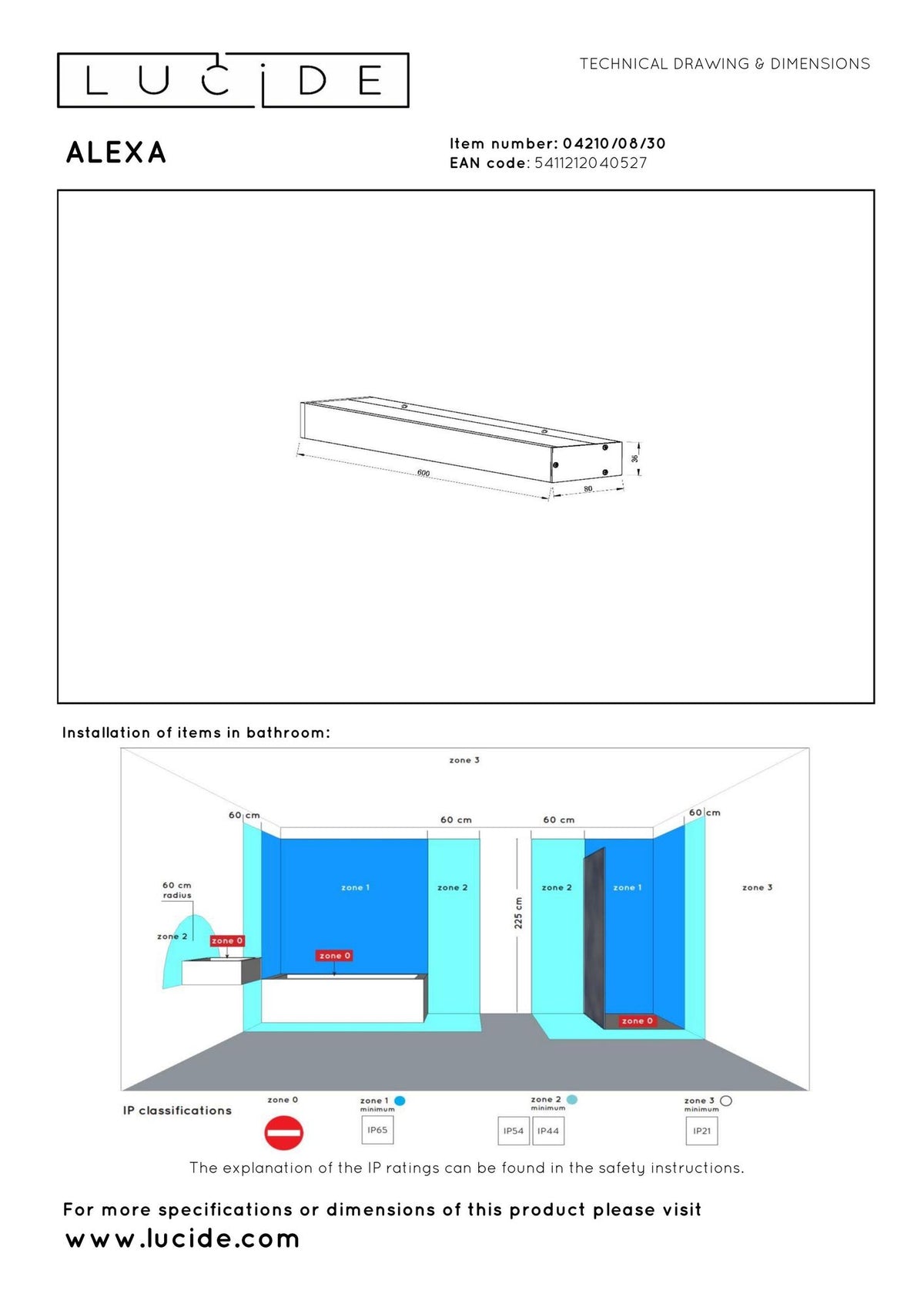 LED-Bad-Wandlampe Alexa Up & Down IP44 (5)