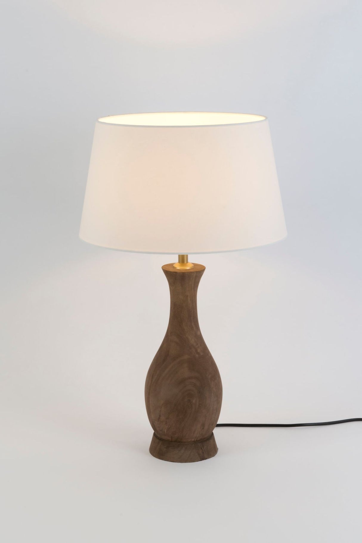 Bordlampe Antelao mangotræ Ecru med rund skærm 