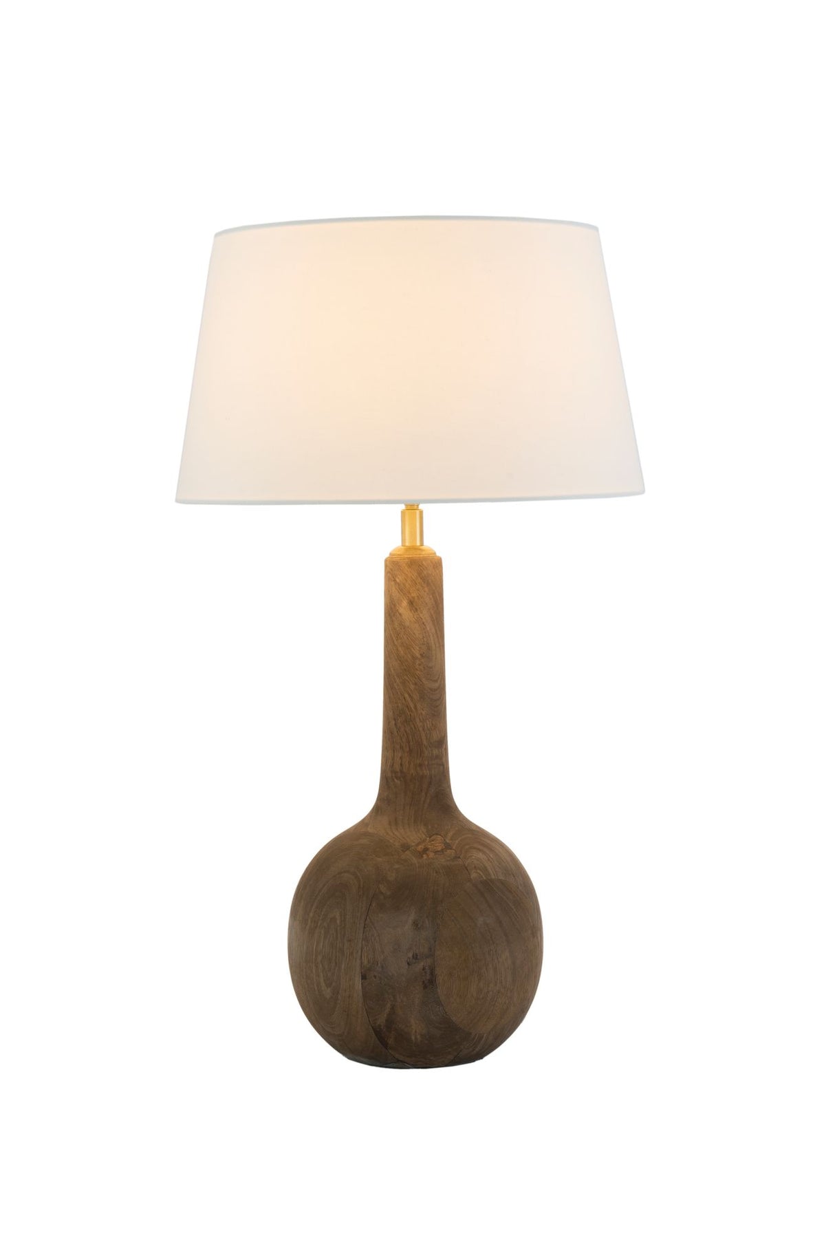 Tischlampe Vezzana Mangoholz Ecru mit Schirm Rund Ø 32cm