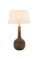 Tischlampe Vezzana Mangoholz Ecru mit Schirm Rund Ø 32cm