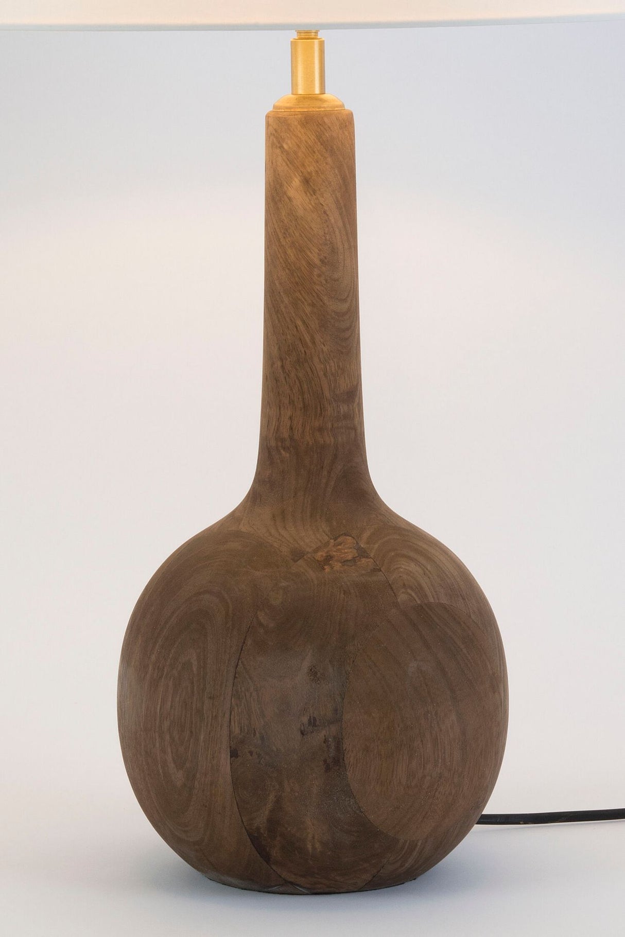 Tischlampe Vezzana Mangoholz Ecru mit Schirm Rund Ø 32cm