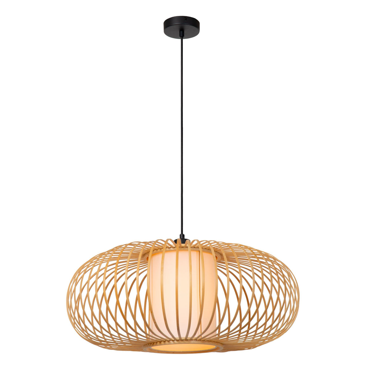 Suspension Thuline avec abat-jour en bambou Ø 60cm naturel, noir (2)
