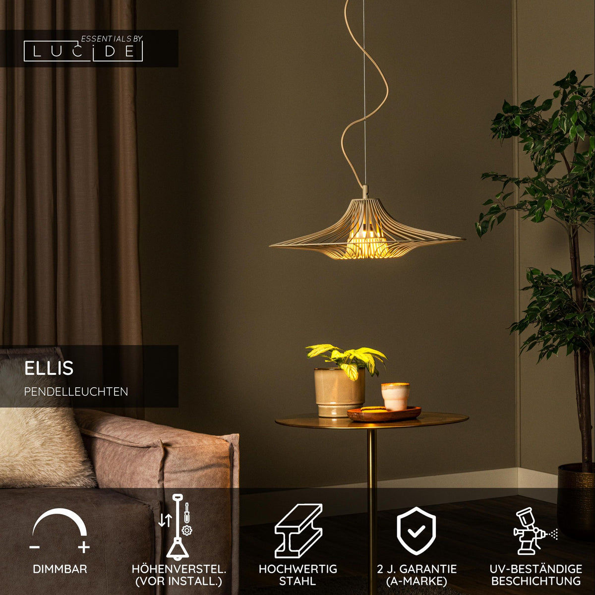 Pendelleuchte Ellis 1-flammig 50cm Taupe (5)