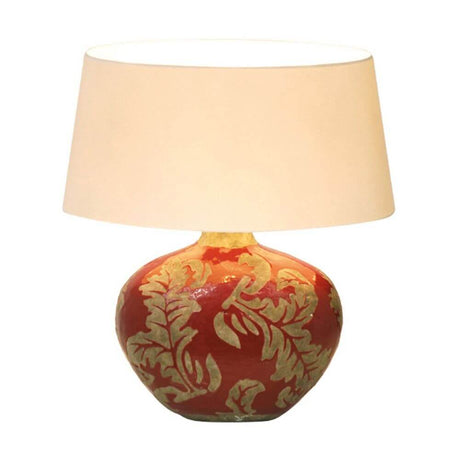 Bordlampe Toulouse Oval keramisk glaseret rød mudder med elegant lampeskærm.