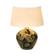 Tischleuchte Toulouse 42cm Keramik, Schwarz-Schlamm mit eleganter goldener Blattmuster-Dekoration.