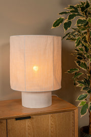 Bordslampa Tissaja skärm av linne Ø 30 cm vit (1)