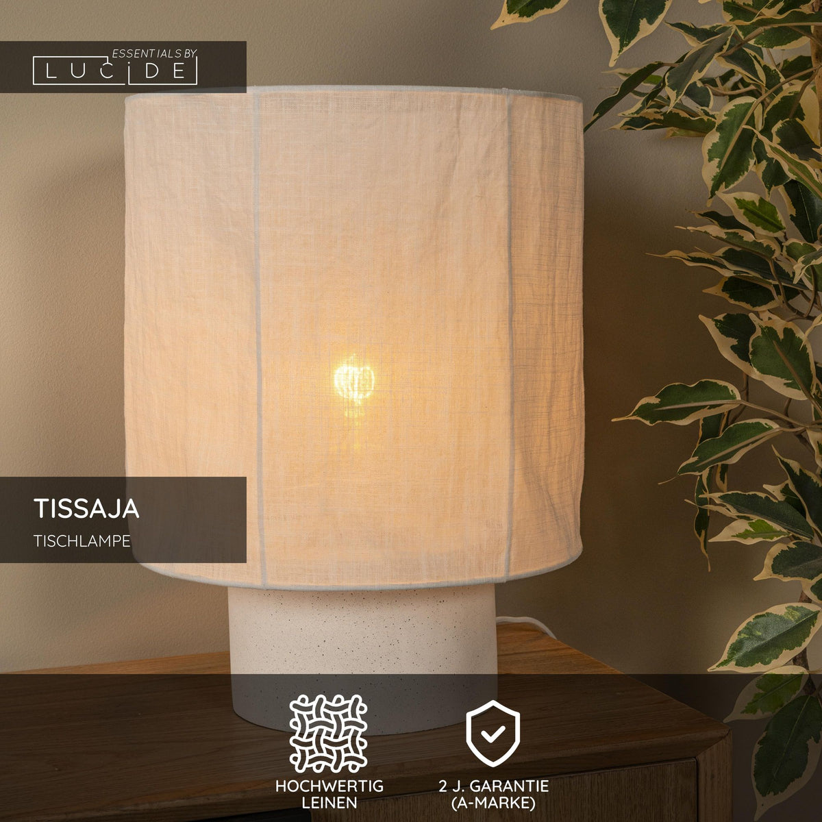 Pöytävalaisin Tissaja pellavavarjostimella Ø 30 cm valkoinen (4)