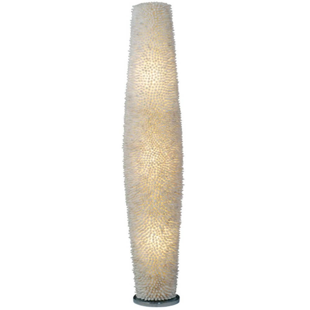 Stehleuchte 3-flammig Sirena aus Fiberglas in Weiß, Muschel-Design, ideal für moderne Innenräume.