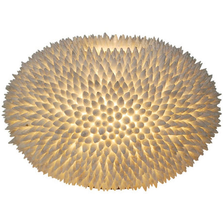 Tischleuchte Sirena Bianco Muscheln-Fiberglas Weiß mit einzigartigem, stacheligem Design und warmem Licht.